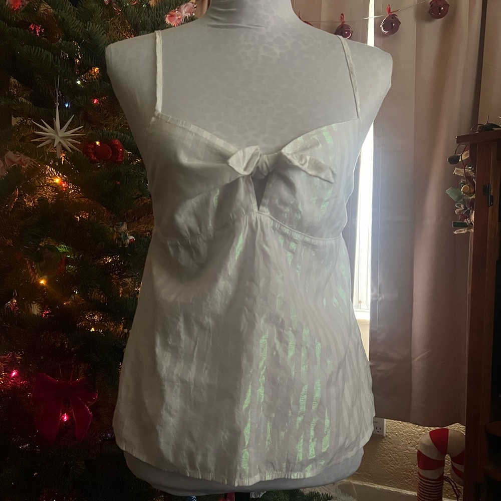 Victoria's Secret White iridescent striped  Camisole sleep top